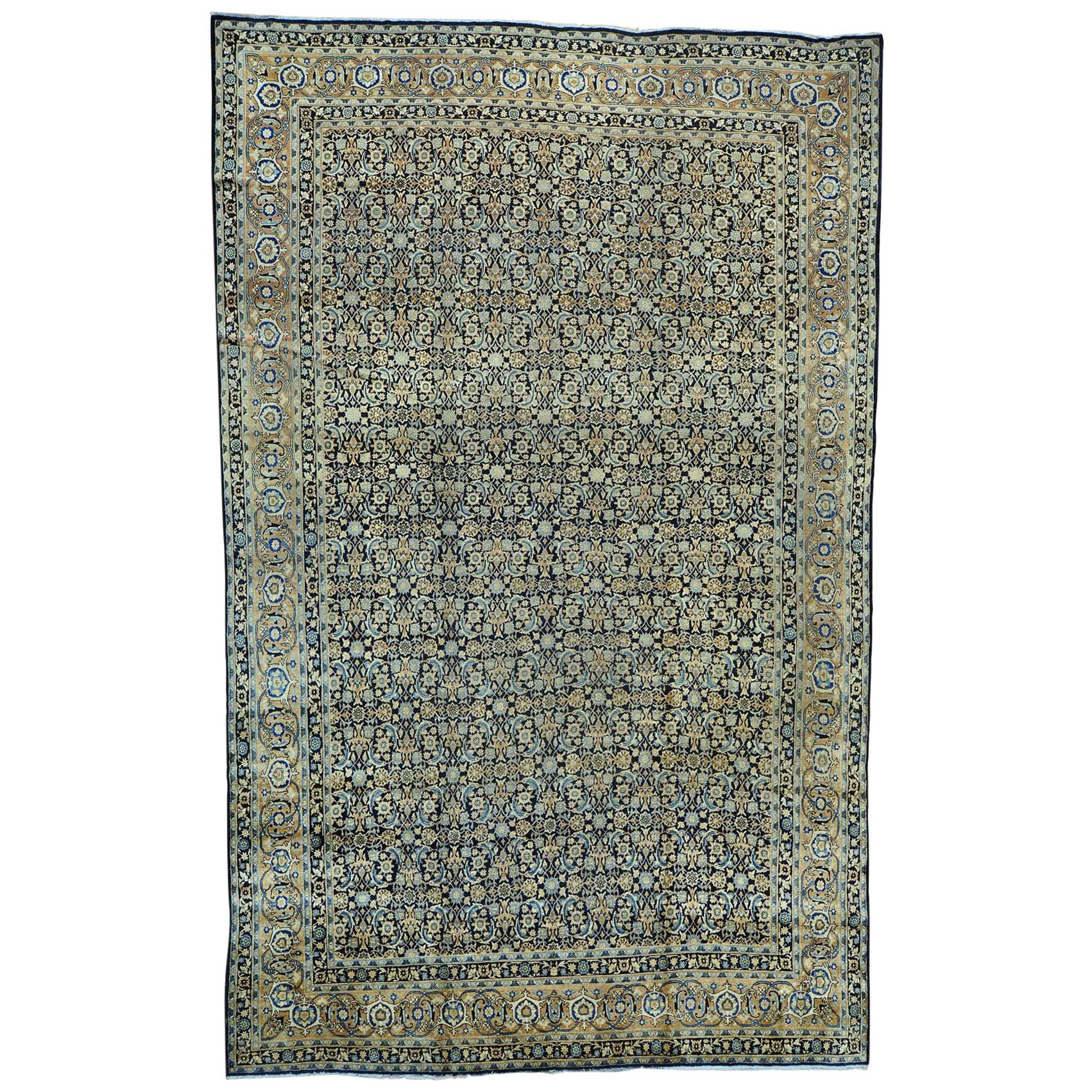 Gallery Size Antique Persian Kerman Herati Design Rug For Sale