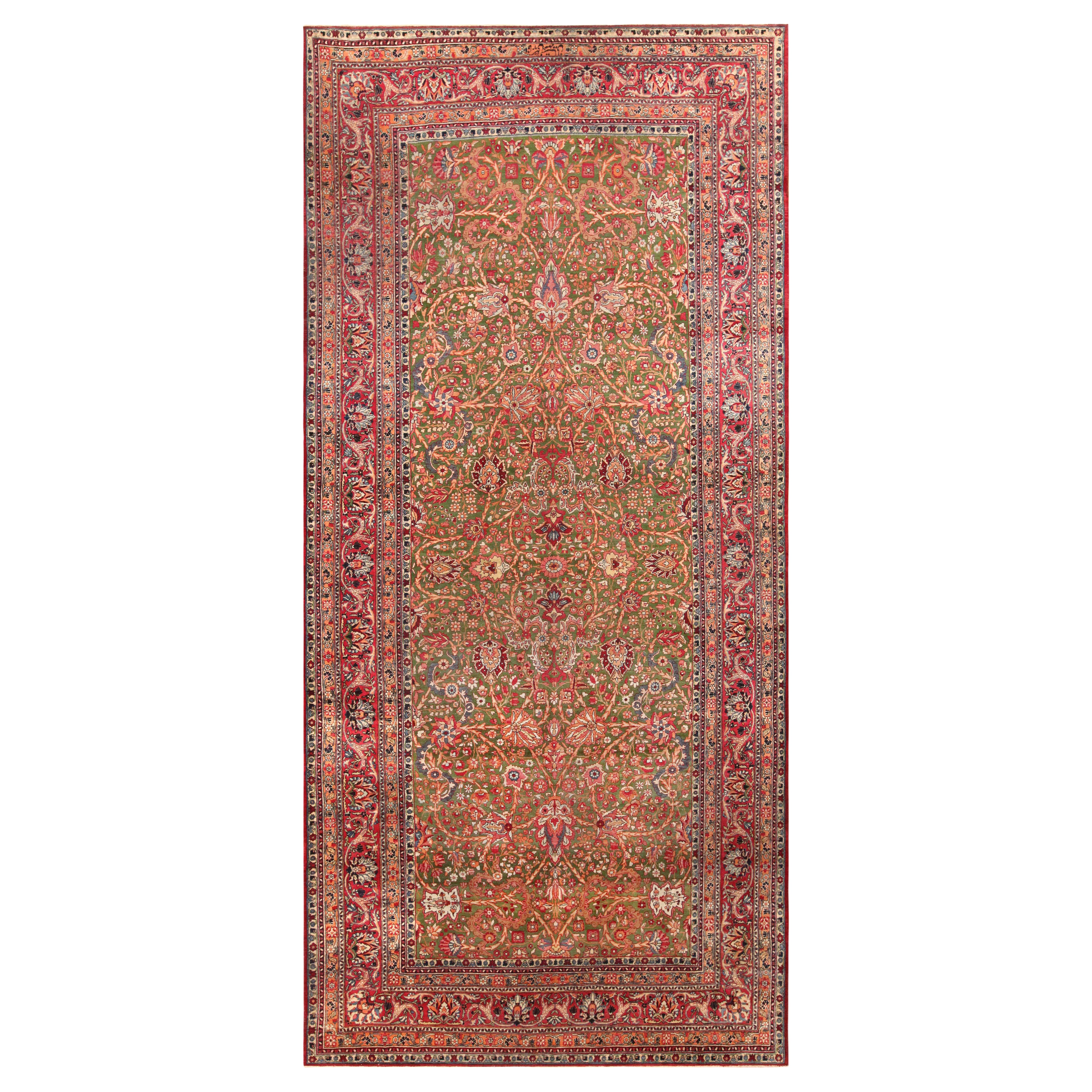 Taille de la galerie Tapis persan de Téhéran ancien. 7 pieds x 15 pieds 1 pouces