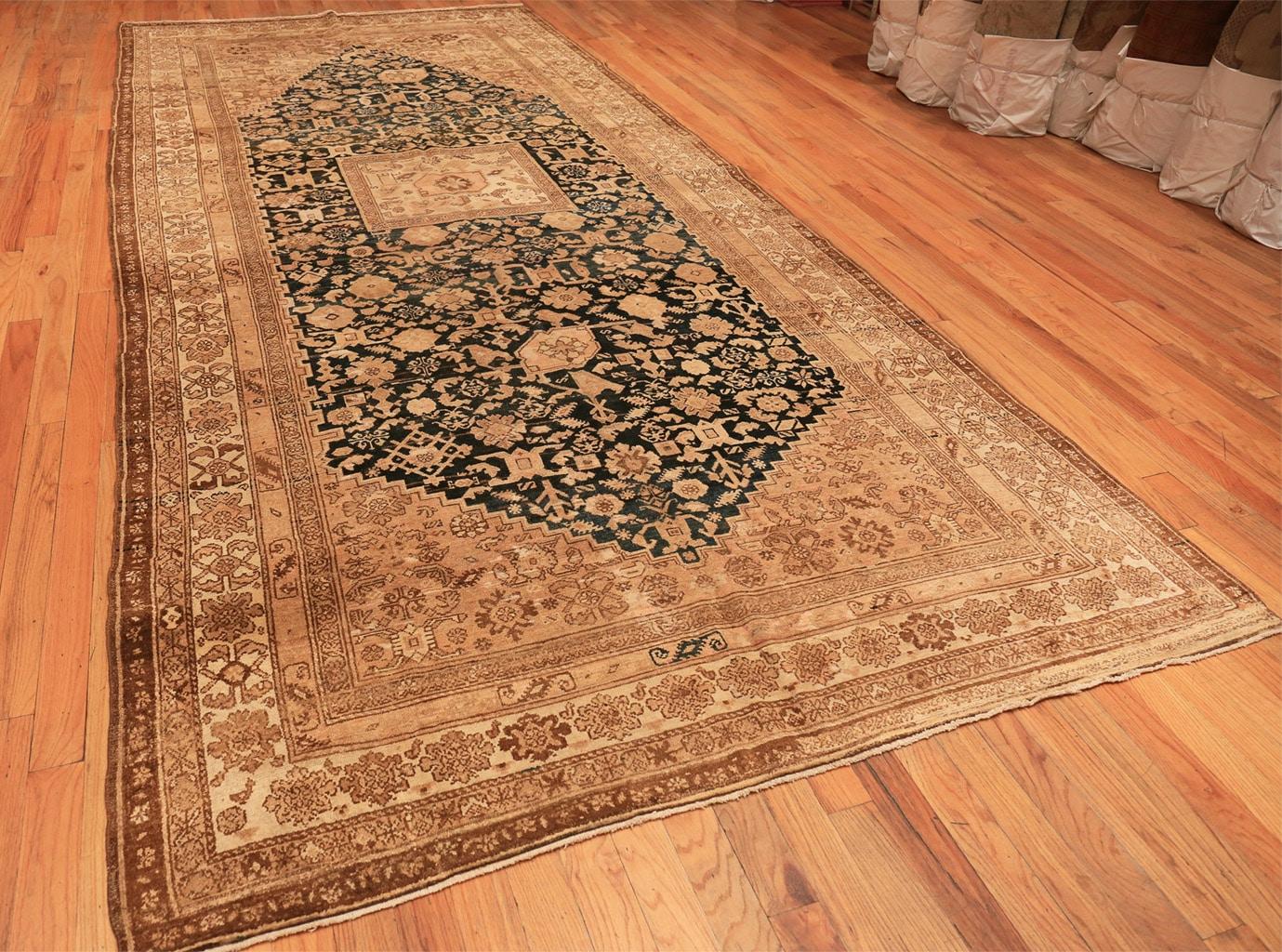 Wool Antique Tribal Persian Malayer Rug. Size: 7 ft x 15 ft 7 in For Sale
