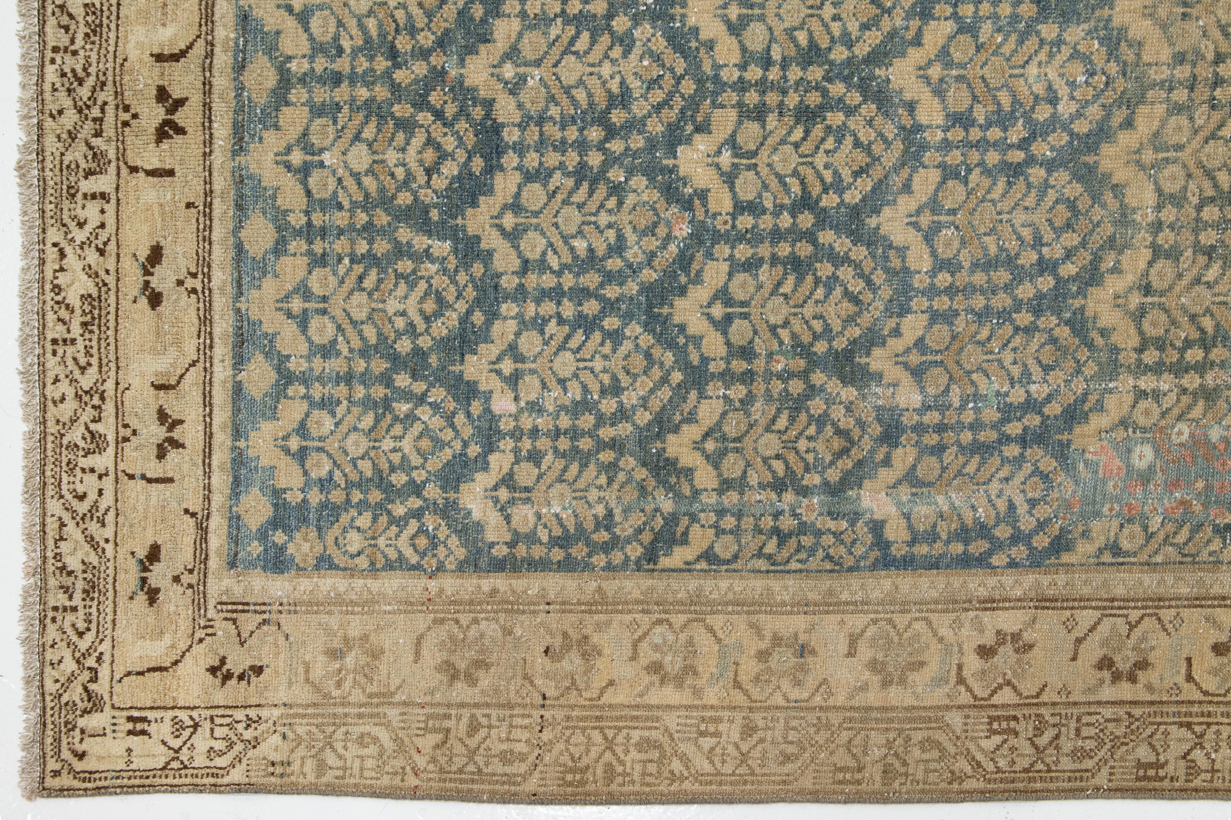 Gallery size Malayer Handmade Persian Antique Wool Rug In Blue For Sale 1