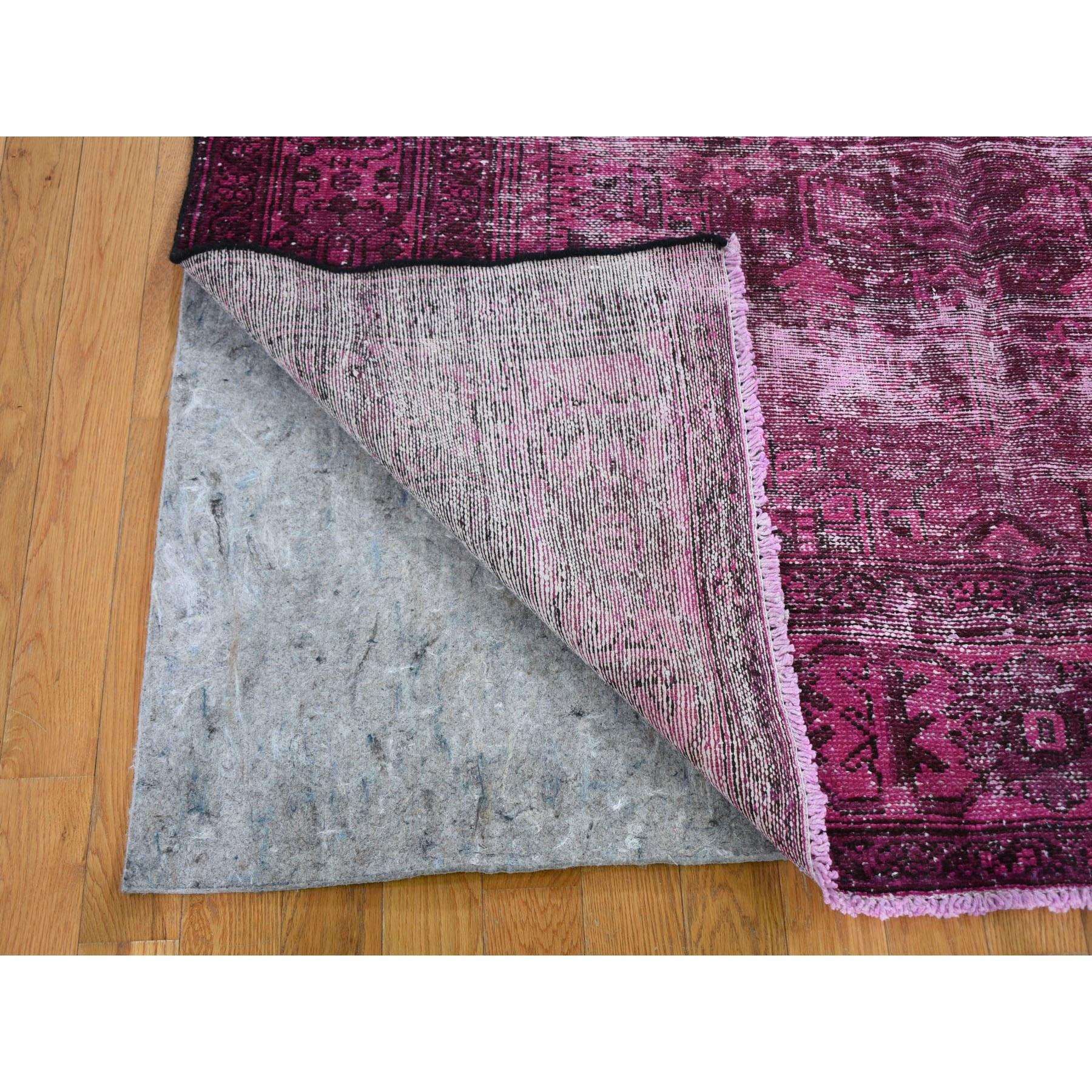 Medieval Gallery Size Pink Vintage and Worn Down Persian Bakhtiari Hand Knotted Wool Rug For Sale