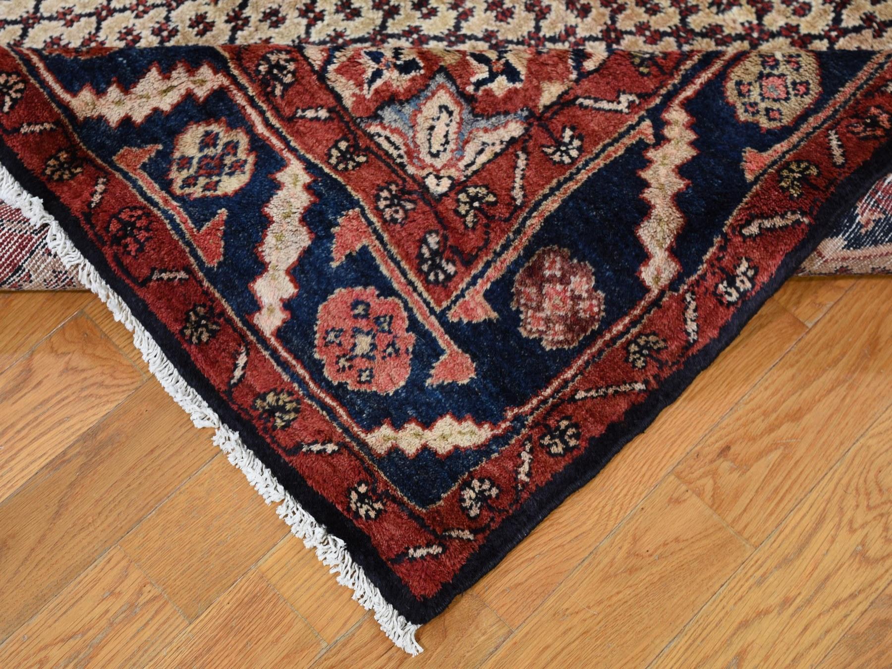 20th Century Gallery Size Vintage Persian Hamadan Camel Hair Pure Wool Hand Knotted Rug