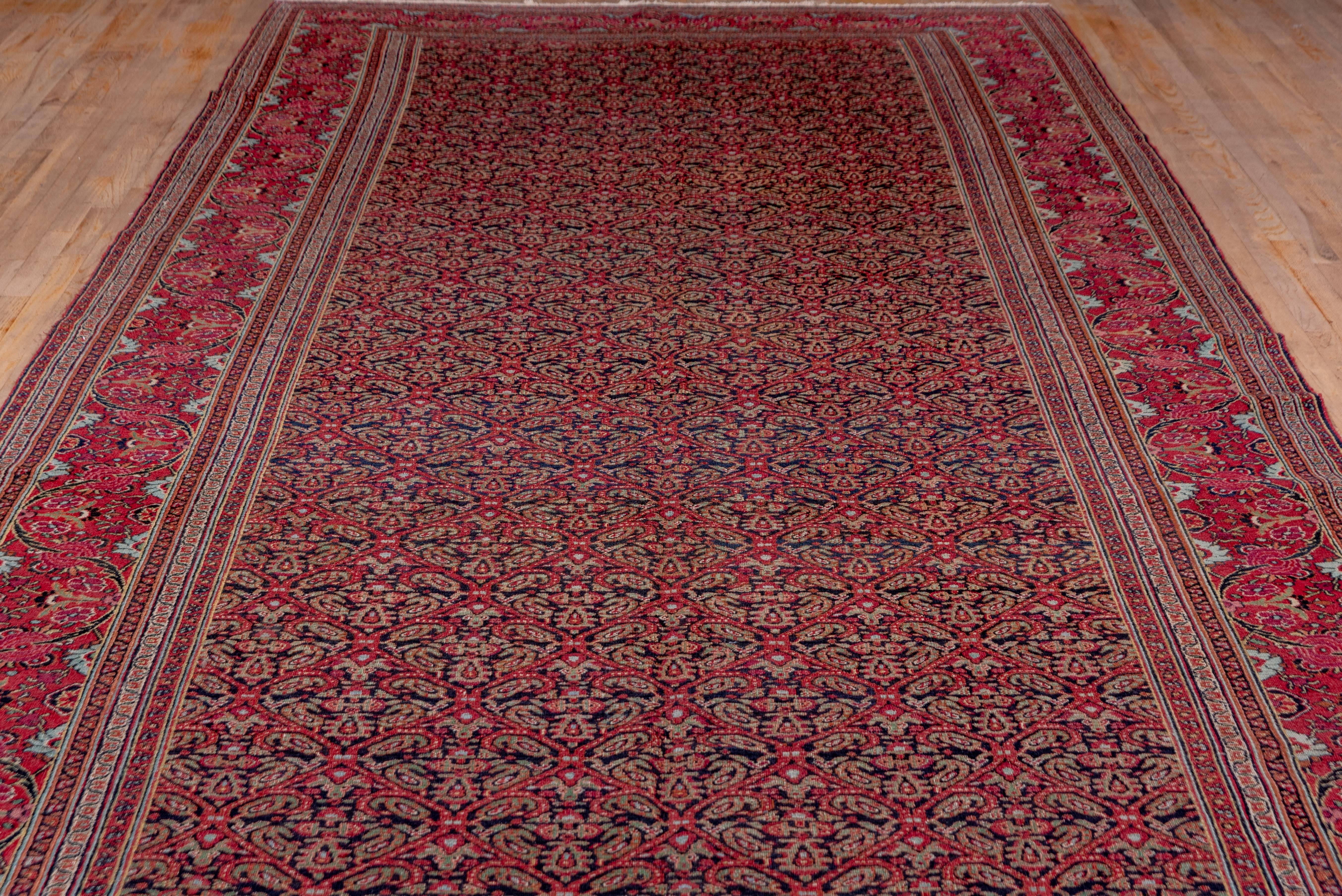 Hand-Knotted Persian Antique Khorassan Carpet, Red Field For Sale