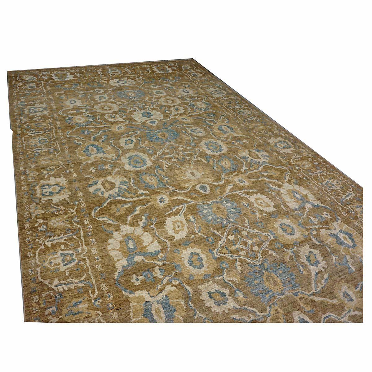 Area Persiana Sultanabad in Lana 10 x 20 Taupe, Avorio e Azzurro fatta a mano (a) Gallery in vendita 4