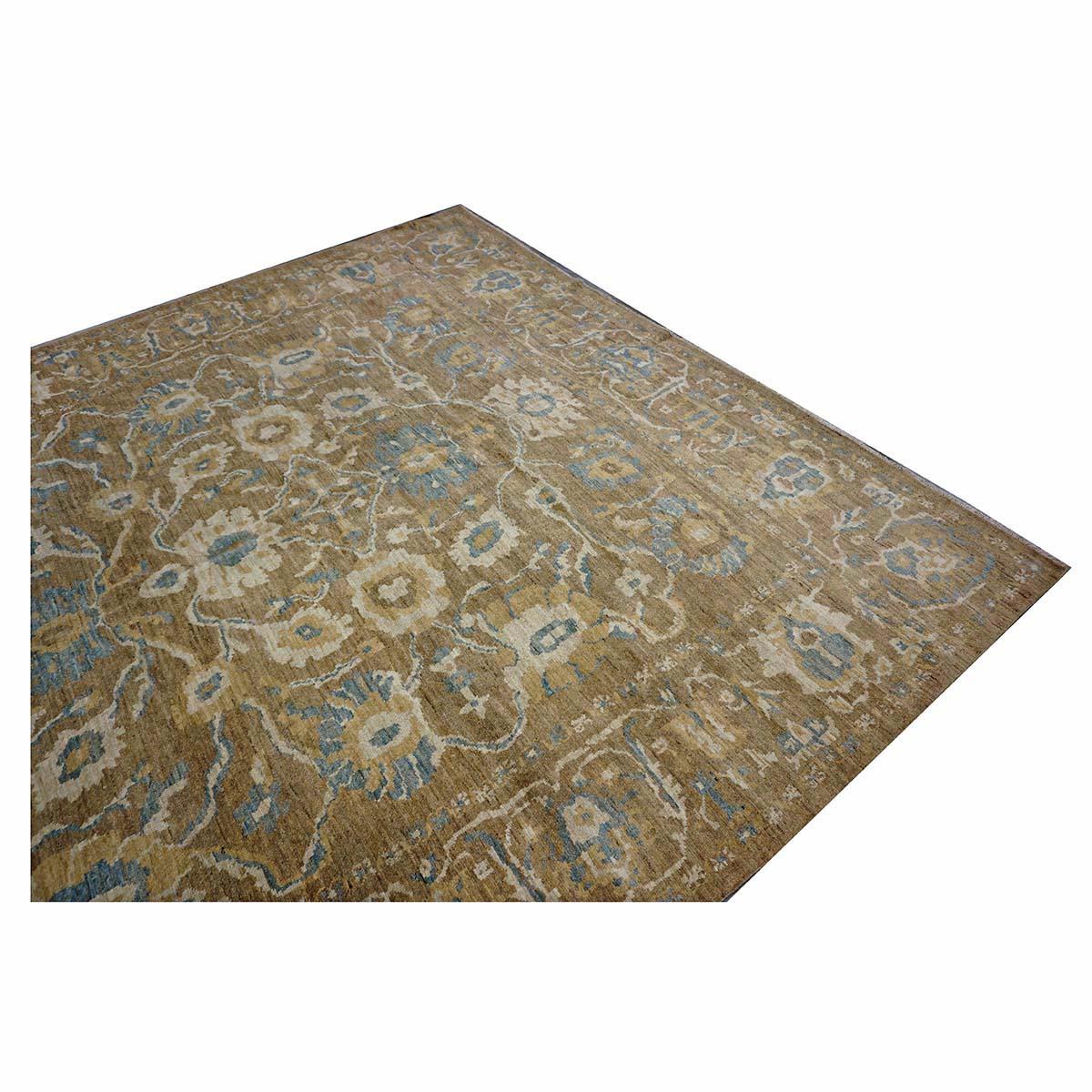 Area Persiana Sultanabad in Lana 10 x 20 Taupe, Avorio e Azzurro fatta a mano (a) Gallery in vendita 5