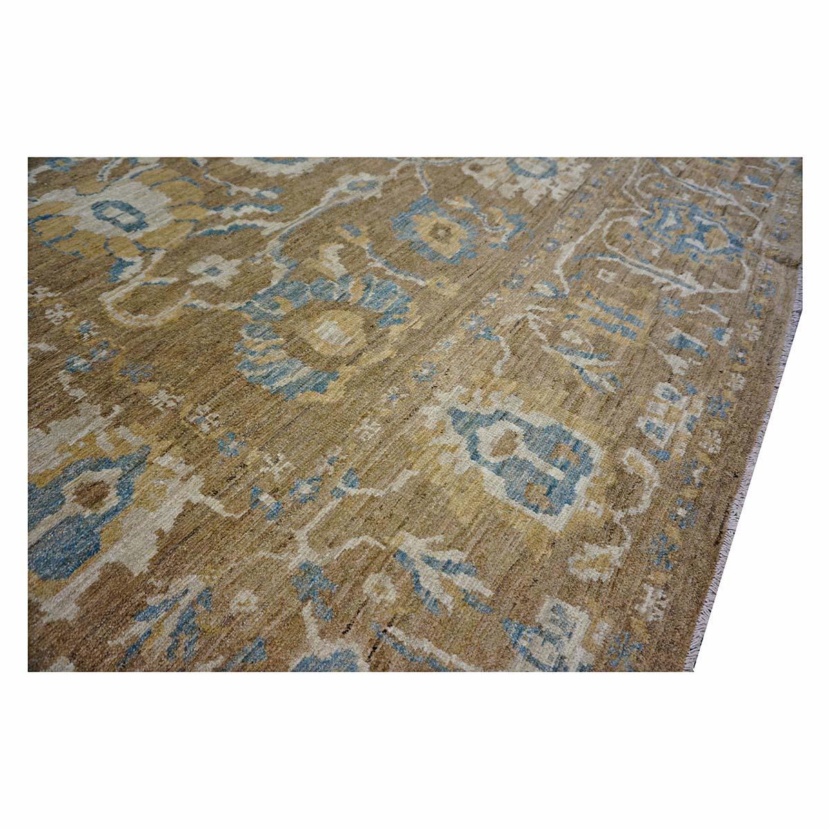 Area Persiana Sultanabad in Lana 10 x 20 Taupe, Avorio e Azzurro fatta a mano (a) Gallery in vendita 6