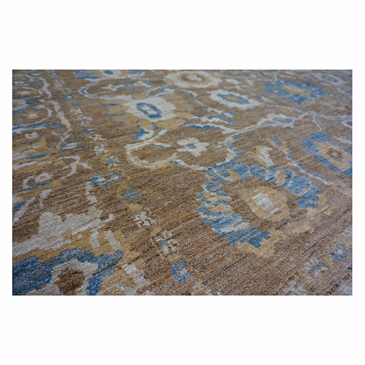 Area Persiana Sultanabad in Lana 10 x 20 Taupe, Avorio e Azzurro fatta a mano (a) Gallery in vendita 7