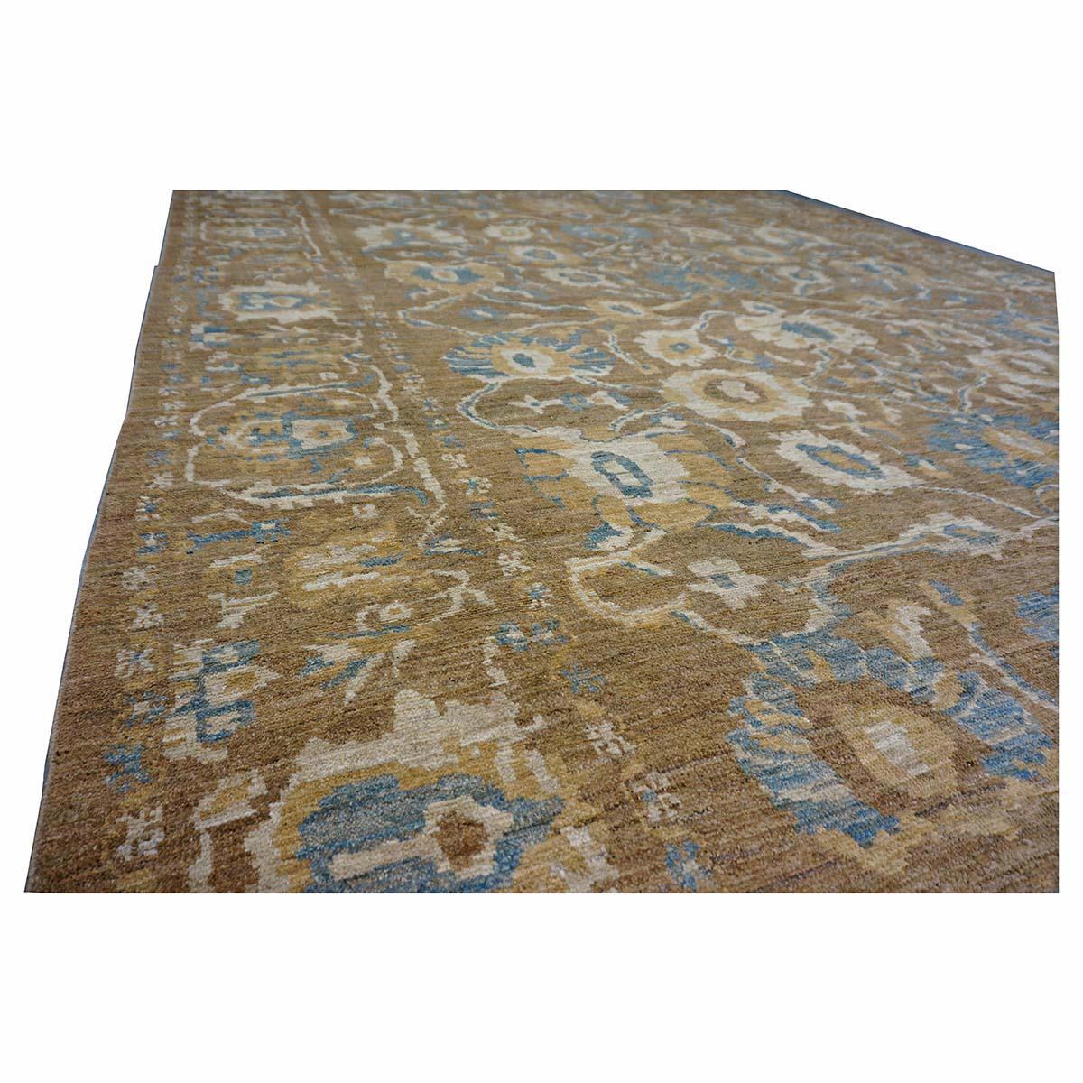 Area Persiana Sultanabad in Lana 10 x 20 Taupe, Avorio e Azzurro fatta a mano (a) Gallery in vendita 8