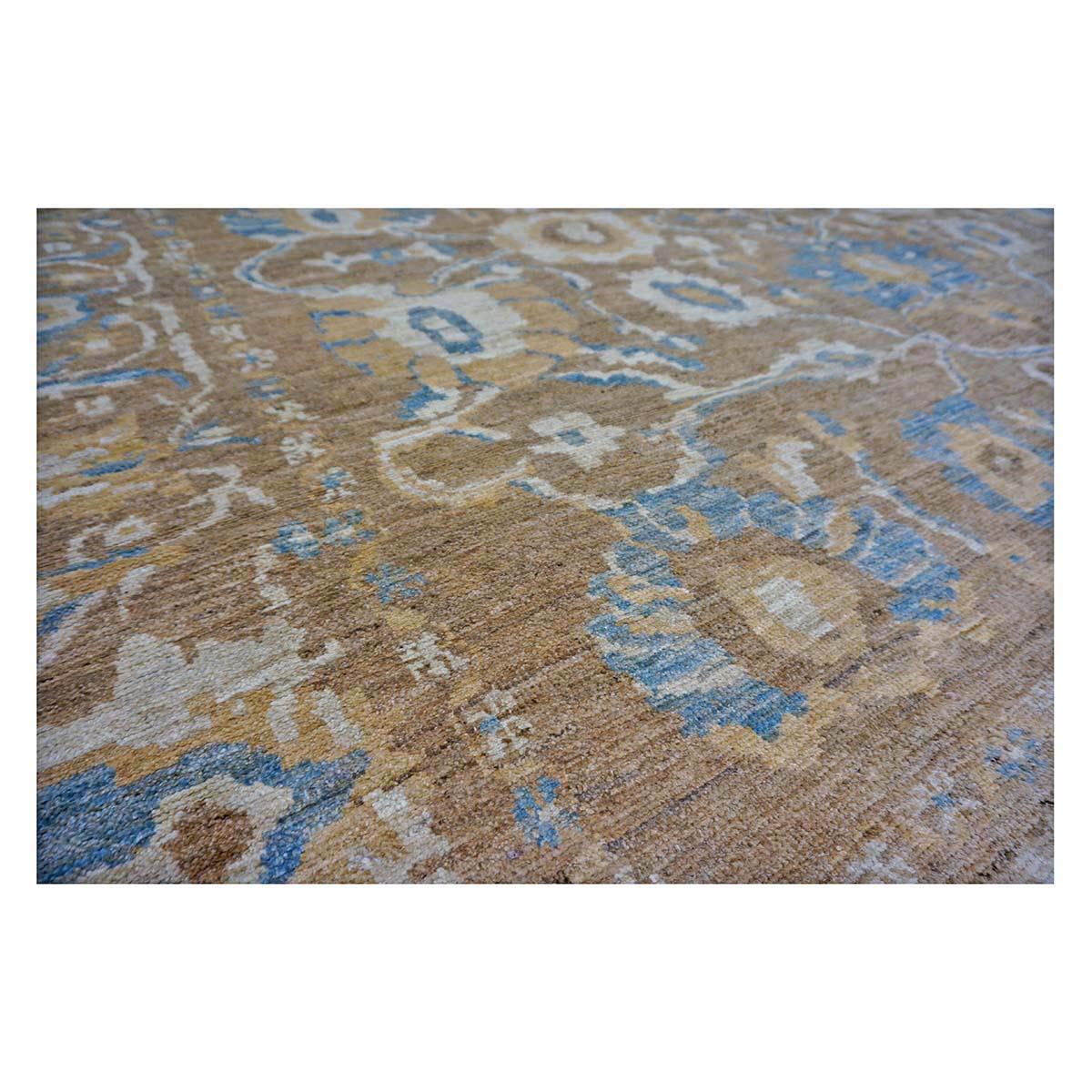 Gallery Sized Persian Sultanabad Rug 10 x 20 light brown & Light Blue For Sale 7