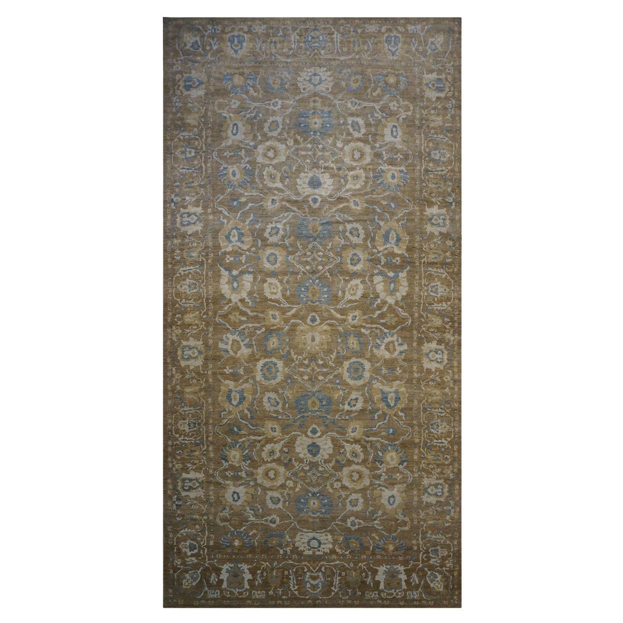Gallery Sized Persian Sultanabad Rug 10 x 20 light brown & Light Blue