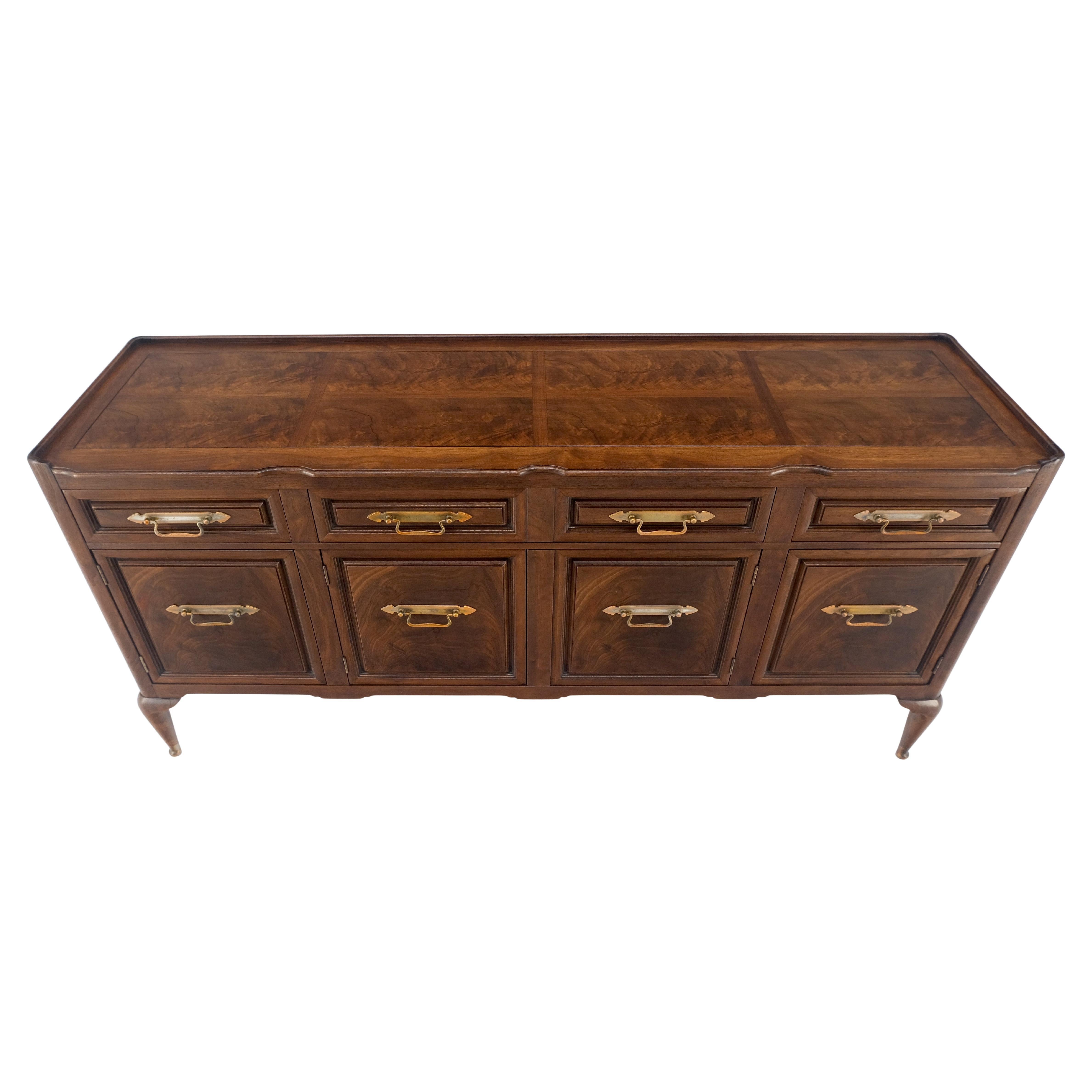Gallery Top Solid Walnut Raised Panel Dovetail Drawers 66" Dresser Credenza MINT