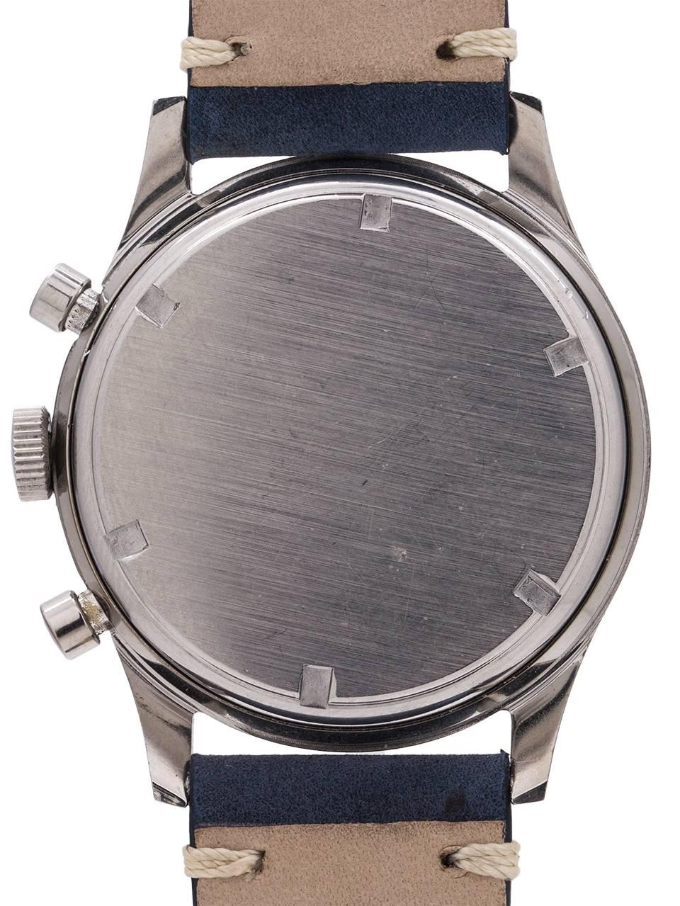 Men's Gallet stainless steel 12H Three Registers Multichron Valjoux manual Wristwatch