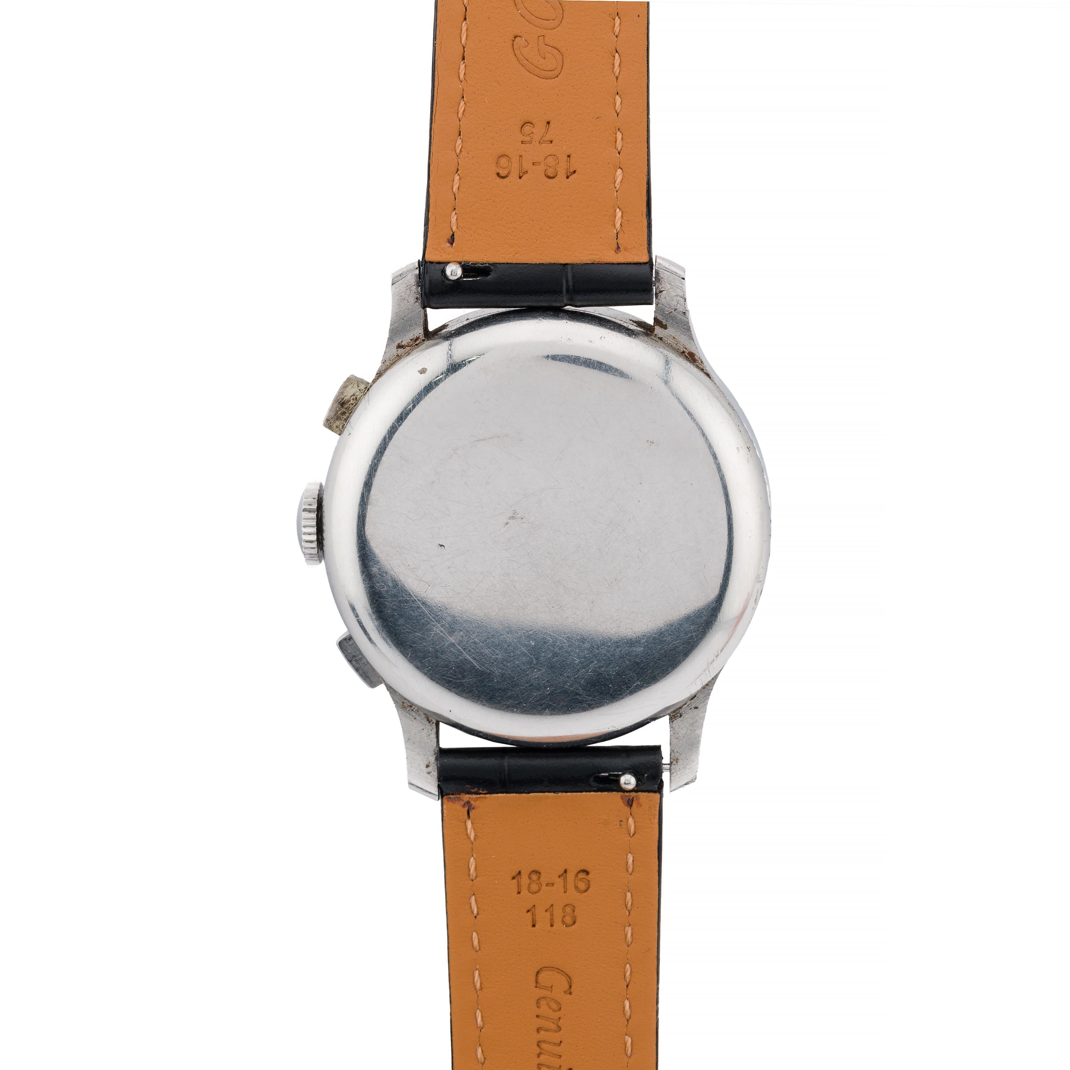 Gallet 1940's Triple Register Valjoux 71 Chronograph in Stainless Steel 2