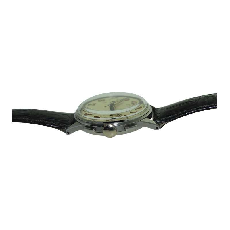 Gallet Chronograph for Bailey Banks and Biddle Art Deco Stainless Steel, 1940s 3