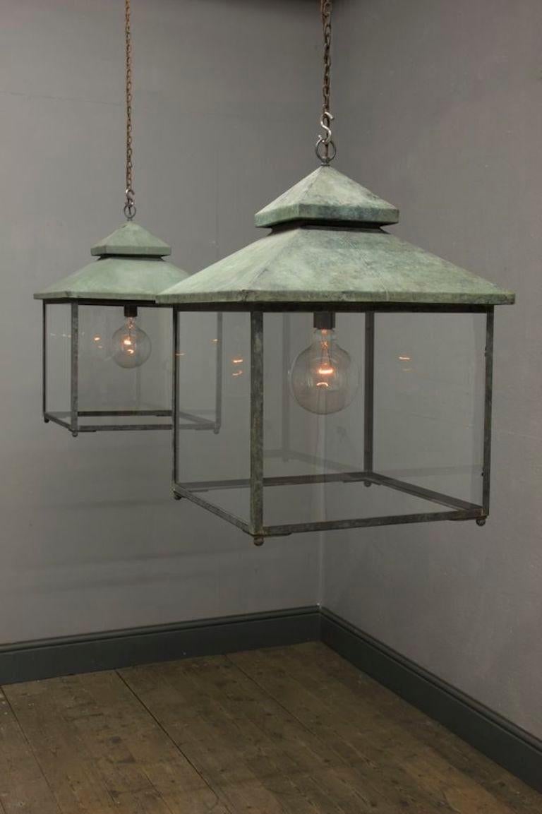 Glass Galley Lantern, a Brass Lantern Inspired by the English Country House Kitchen For Sale