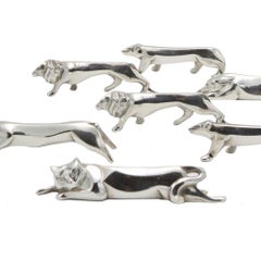 “Gallia” Christofle Set Twelve Art Deco Period Animal Figure Knife Rests France