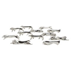 “Gallia” Christofle Set Twelve Art Deco Period Animal Figure Knife Rests France
