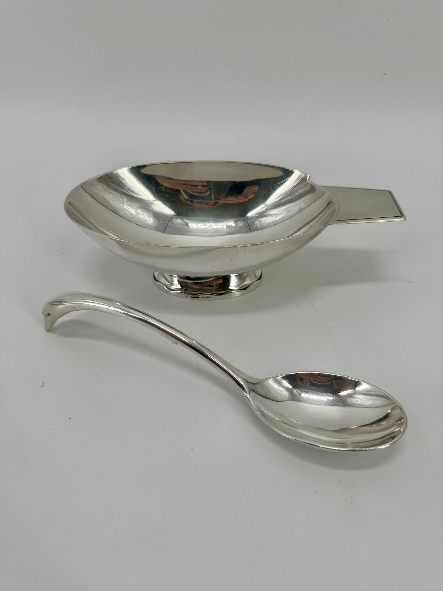 Art Deco Gallia For Christofle, Gravy Boat ’Swan’ and its spoon By Christian Fjerdingstad For Sale