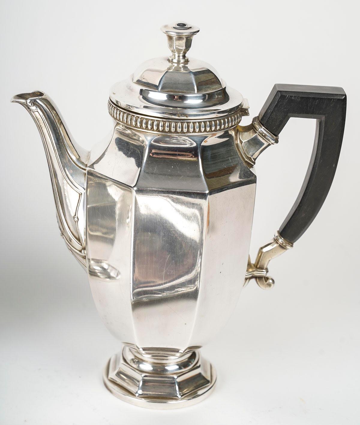 Français Service à thé ou à café Gallia en métal argenté. en vente