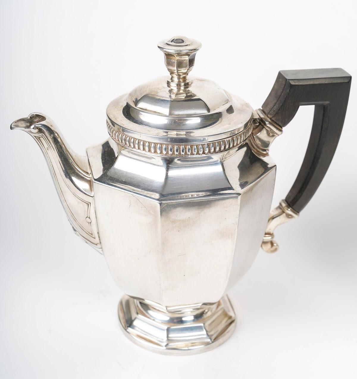 Milieu du XXe siècle Service à thé ou à café Gallia en métal argenté. en vente