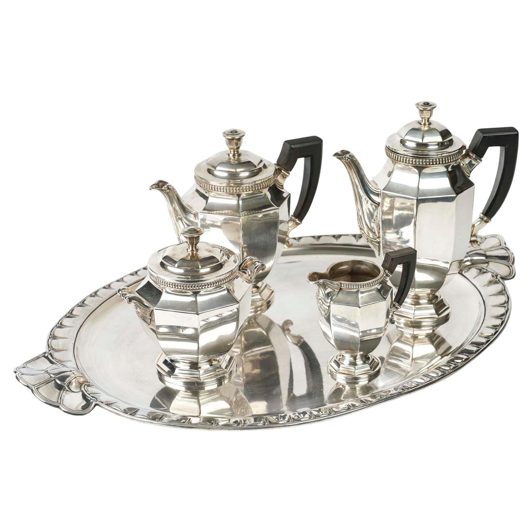 Service à thé ou à café Gallia en métal argenté. en vente