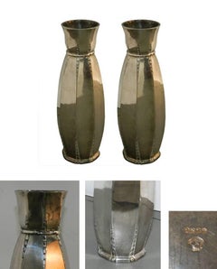 Gallia, Two Art Deco Silvered Metal, Signed
