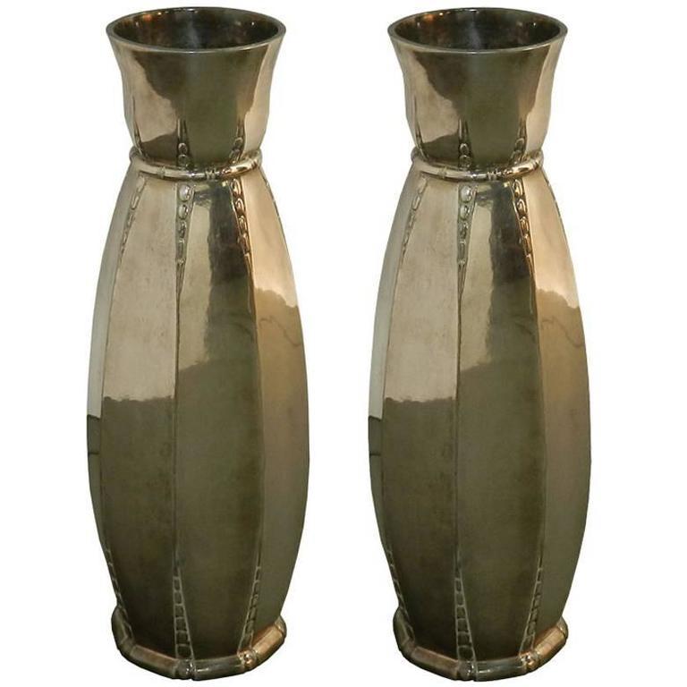 Art Déco Gallia, due Art Deco in metallo argentato, firmati in vendita