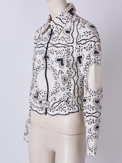 Galliano Black and White Print Moto Jacket