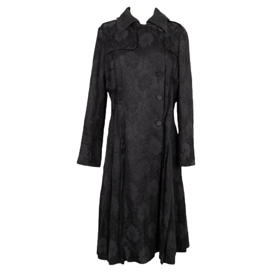Galliano Cappotto in cotone nero stile trench illustrato con fiori