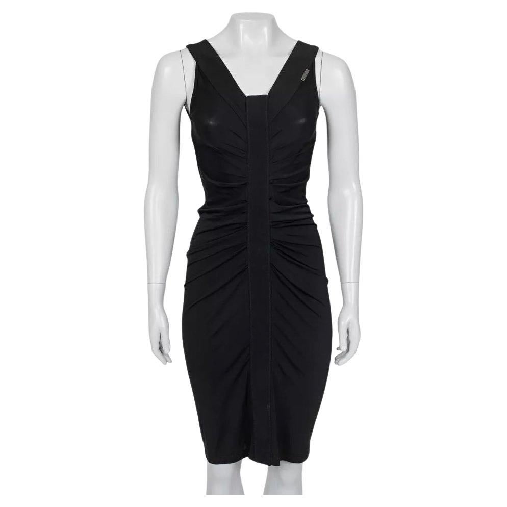 Galliano Mini Abito Bodycon Drappeggiato Nero - Taglia XS