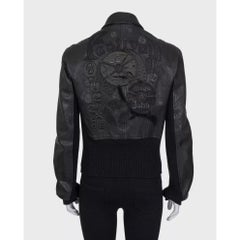 Galliano Black Embroidered Leather Jacket EU34/XS