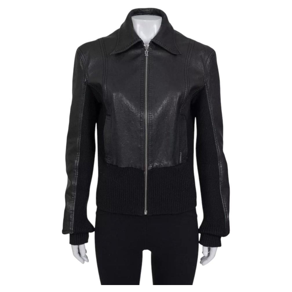 Galliano Black Embroidered Leather Jacket EU34/XS