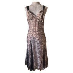 Galliano Black Lace Evening Dress with Nude Lining, Italian Size 40