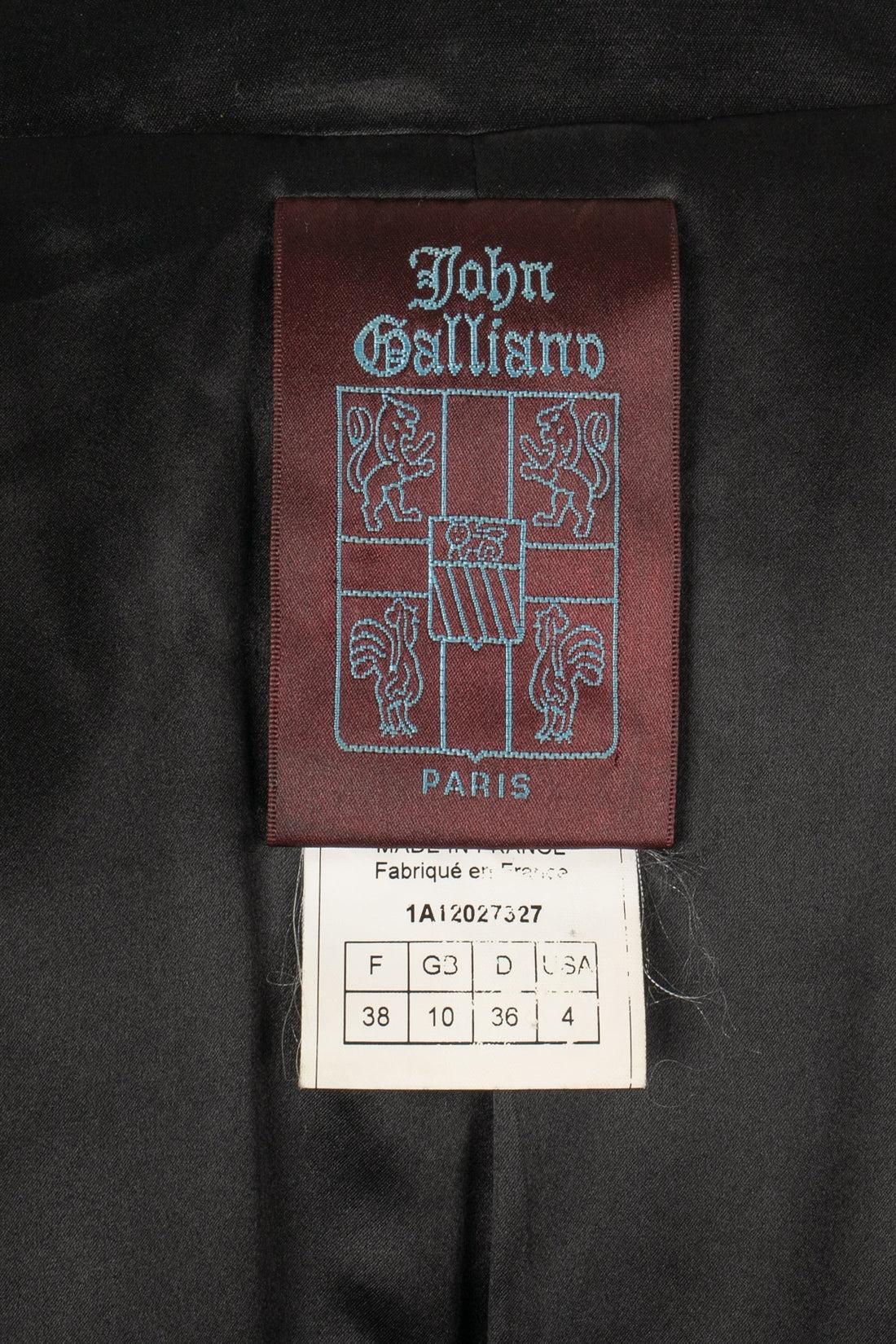 Galliano Giacca in raso nero con colletto in pizzo, 2001 in vendita 4