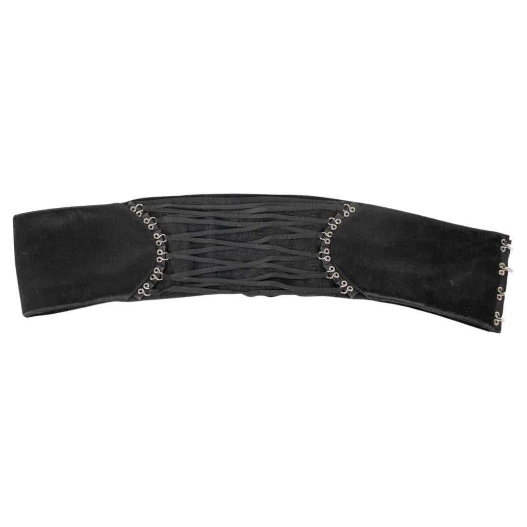 Galliano Black Satiny Fabric Belt