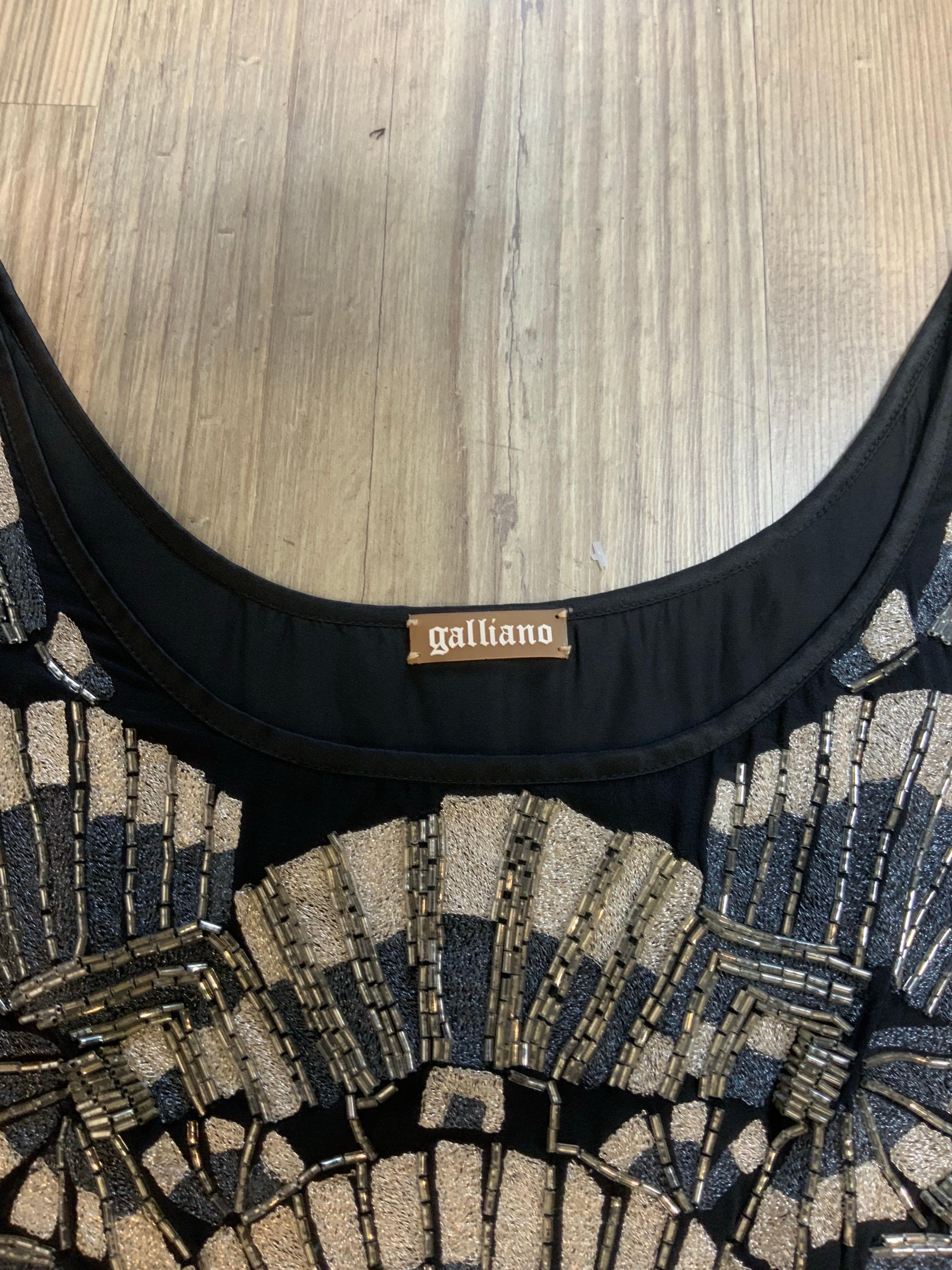 Galliano Black silk and sequins mini Dress In Good Condition For Sale In Carnate, IT