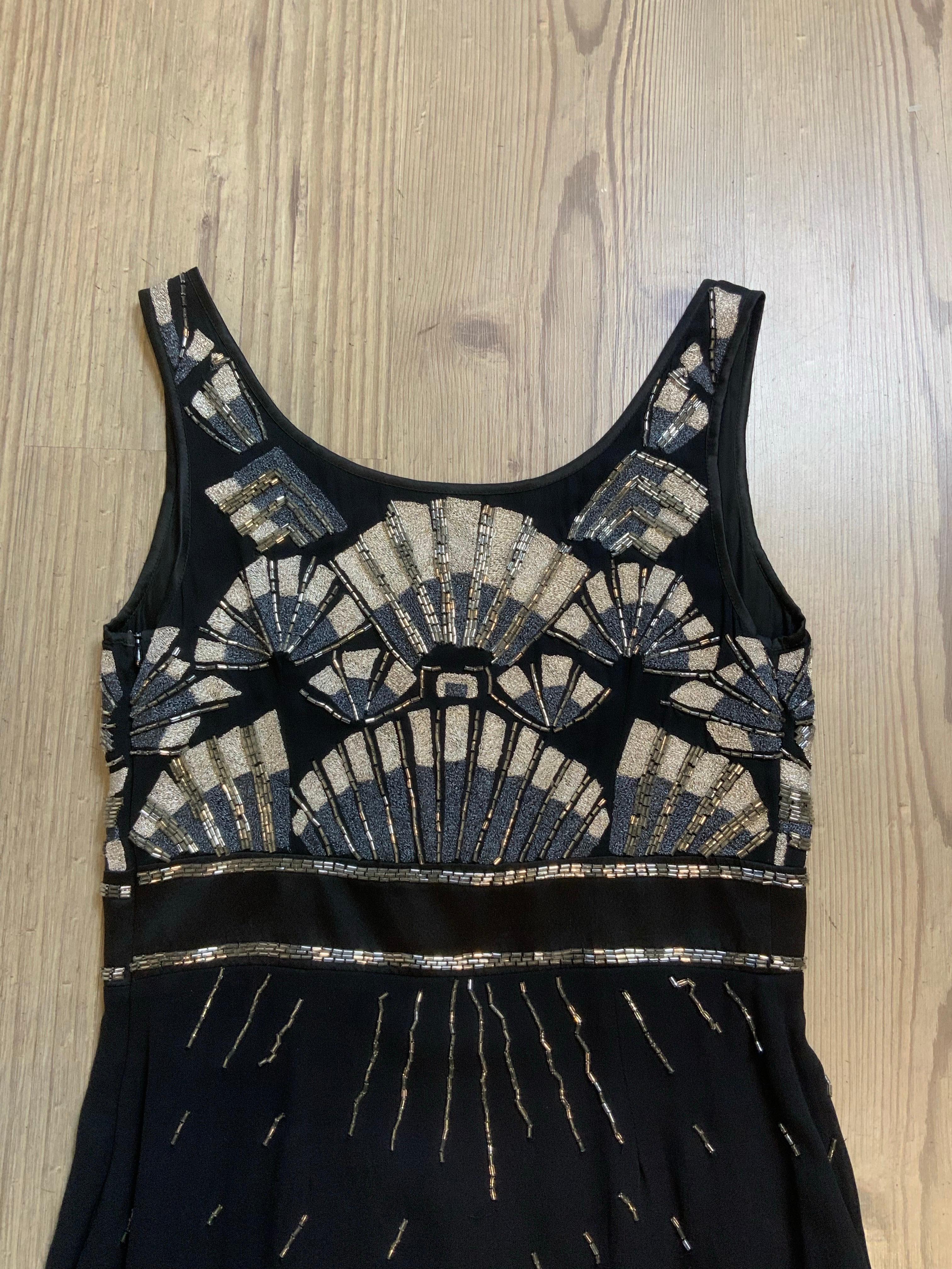 Galliano Black silk and sequins mini Dress For Sale 1