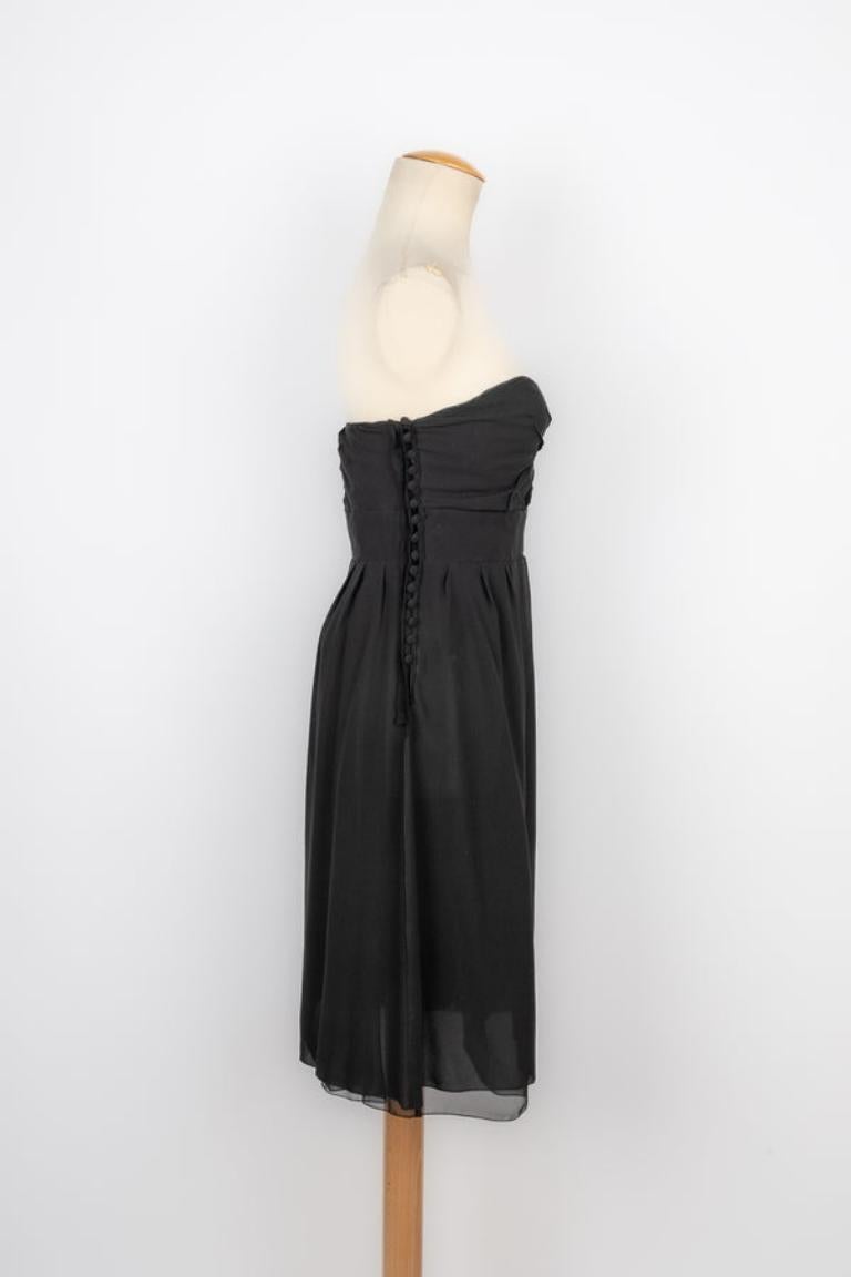 Robe bustier en soie noire Galliano Pour femmes en vente