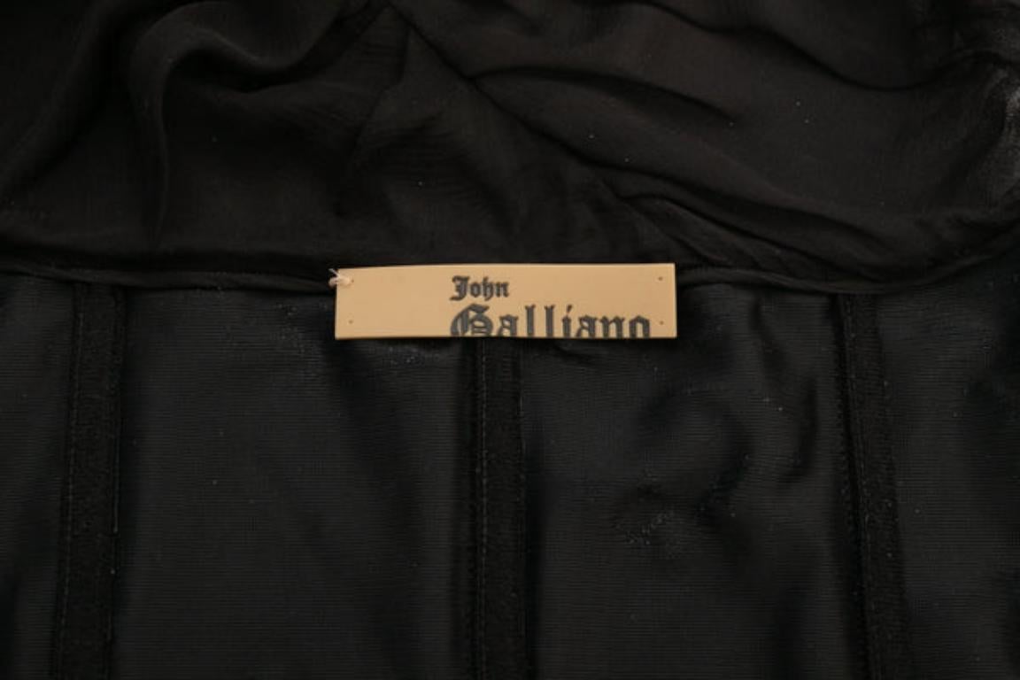 Robe bustier en soie noire Galliano en vente 5