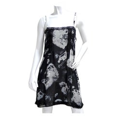 Retro Galliano Black/White Print Slip Dress