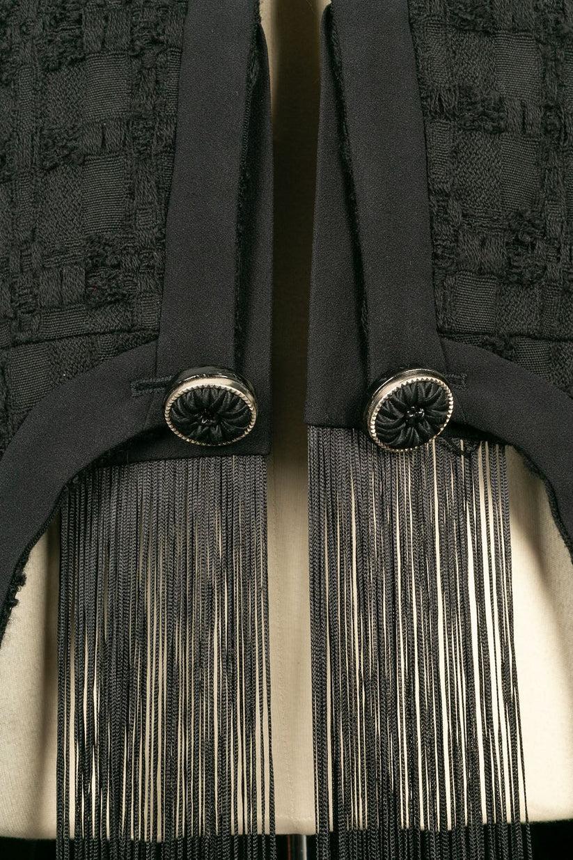 Galliano Black Wool Jacket with Bangs (Veste en laine noire avec franges) Pour femmes en vente
