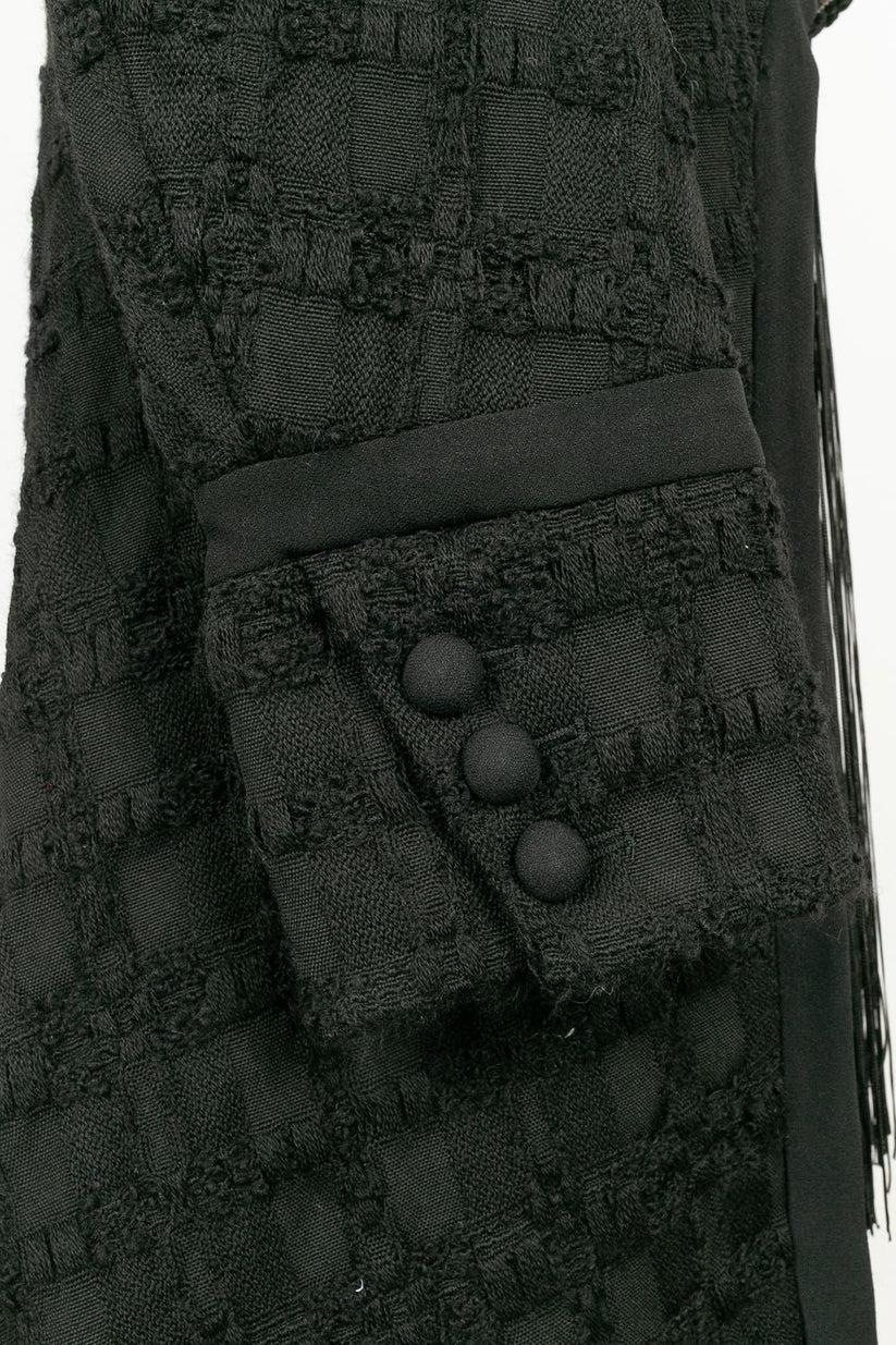Galliano Black Wool Jacket with Bangs (Veste en laine noire avec franges) en vente 1