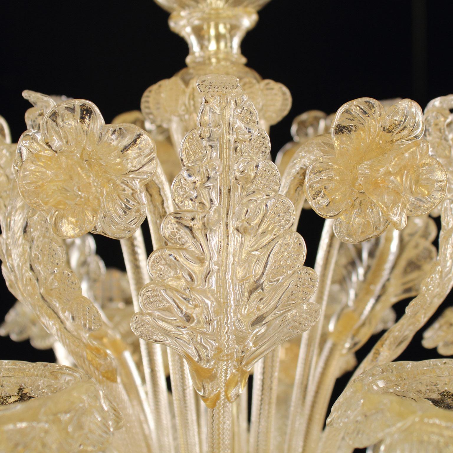 6armiger Kronleuchter aus Gold-Muranoglas von Multiforme, künstlerischer Luxus  (Sonstiges) im Angebot