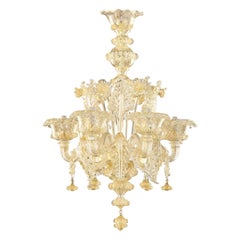 6armiger Kronleuchter aus Gold-Muranoglas von Multiforme, künstlerischer Luxus 