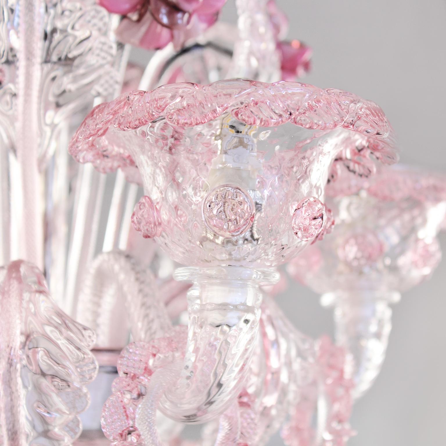 pink murano glass chandelier