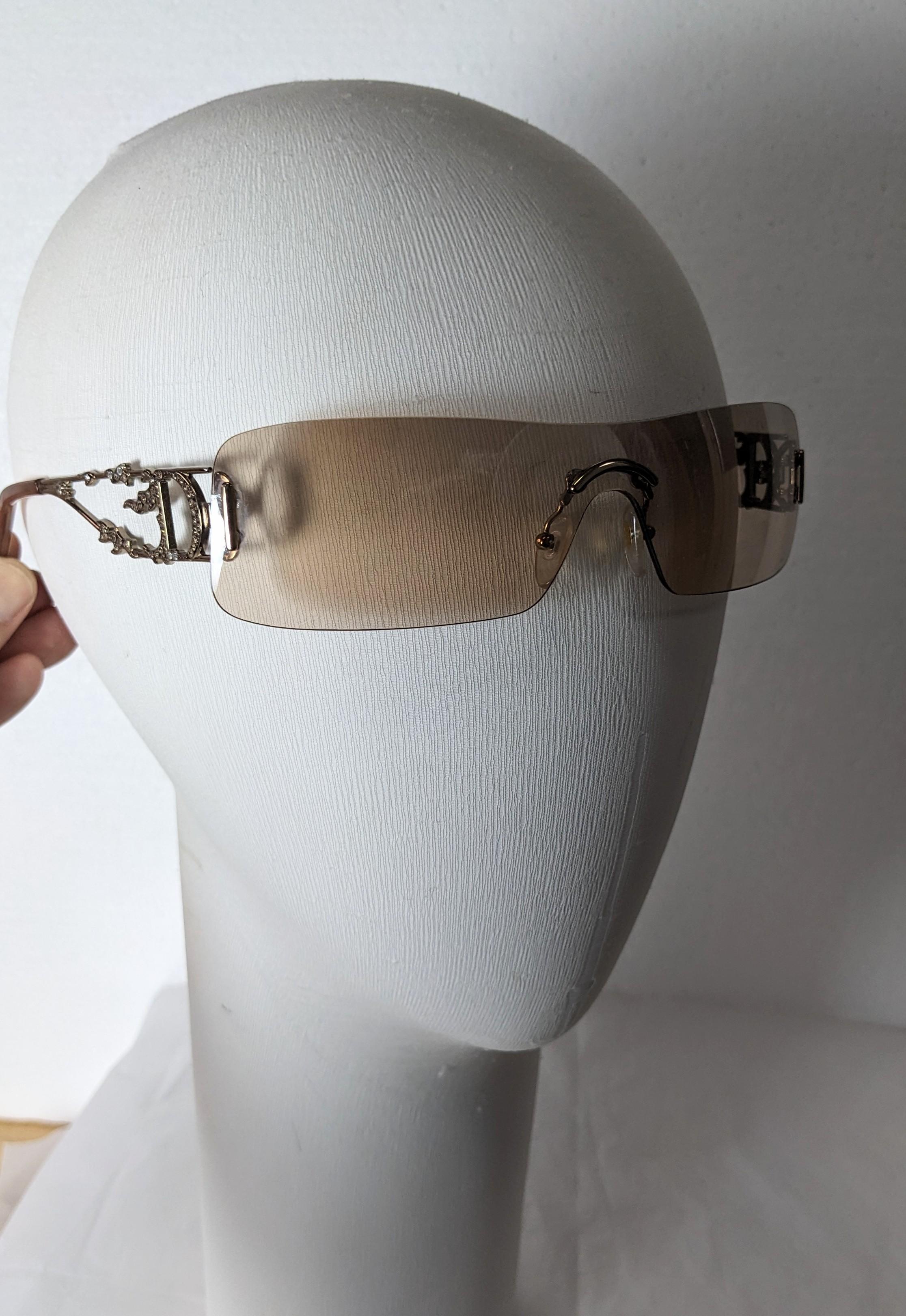 Galliano Dior Logo Sunglasses, Pave Flame Fire Frames, Y2K For Sale 7