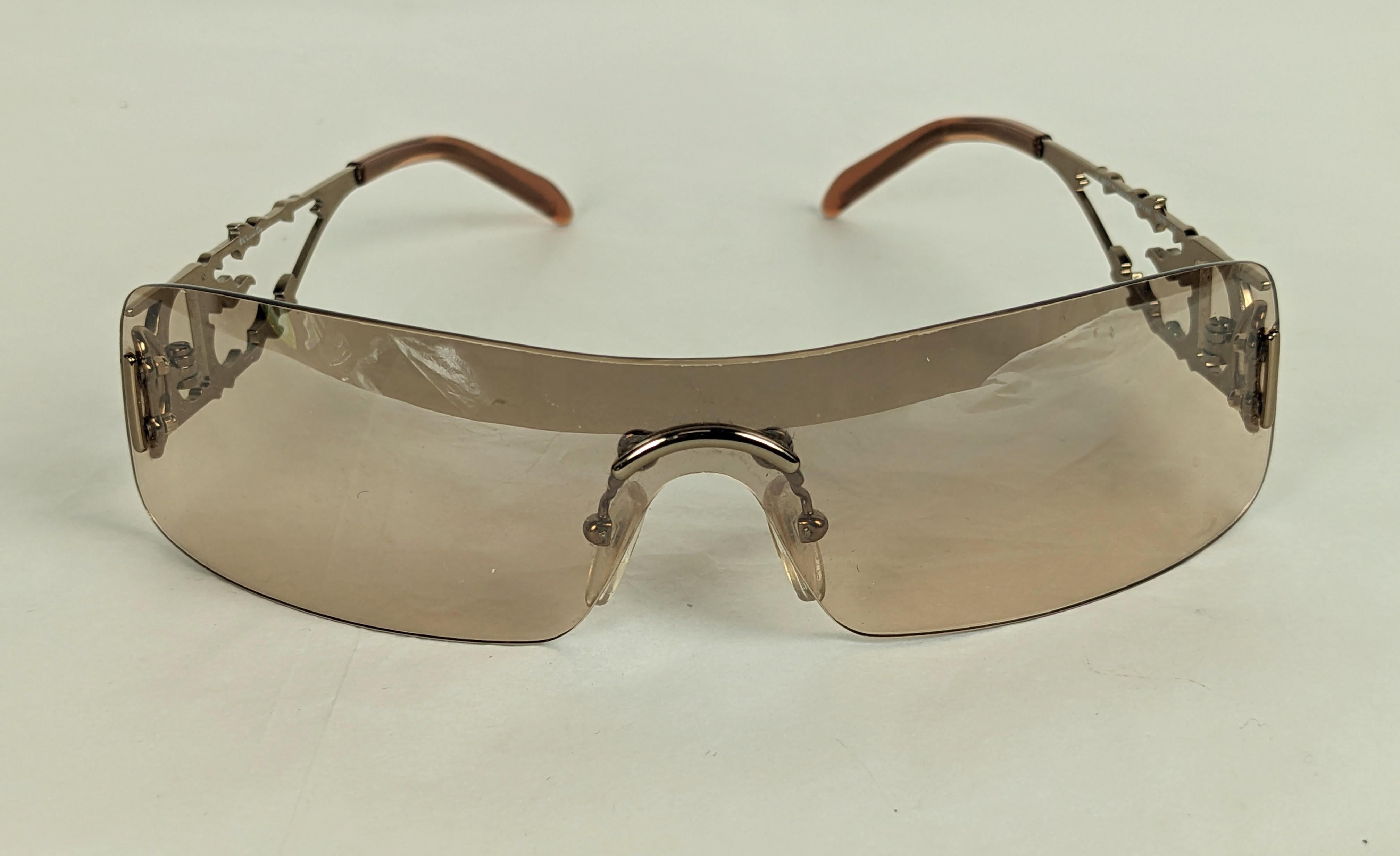 Brown Galliano Dior Logo Sunglasses, Pave Flame Fire Frames, Y2K For Sale