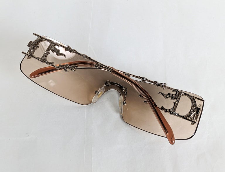 Vintage Rare Christian Dior Fire Wrap Galliano Era Sunglasses Y2K with C… Vintage Christian Dior Summer 1 Fold Large Wrap Galliano  main image 3