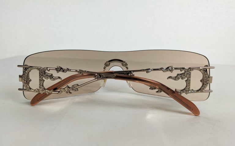 Galliano Dior Logo Sunglasses, Pave Flame Fire Frames, Y2K 