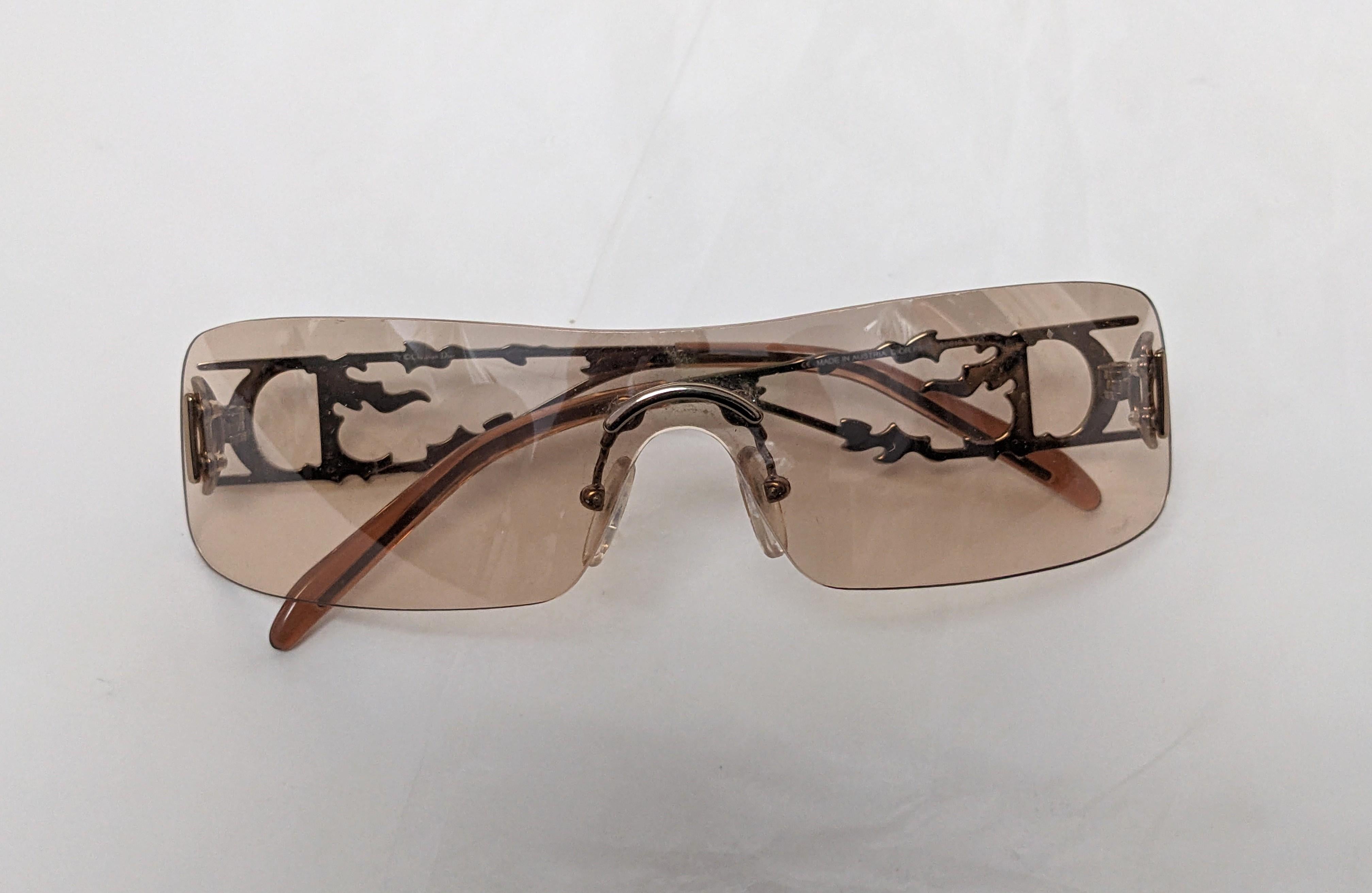 Galliano Dior Logo Sunglasses, Pave Flame Fire Frames, Y2K For Sale 1